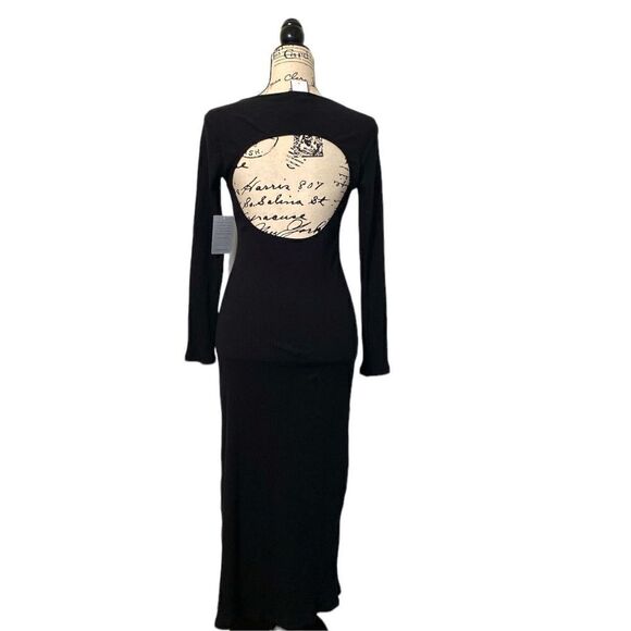 Lush Women's Knitted Long Sleeve Open Back Maxi Dress Black Small NWT - Picture 4 of 7